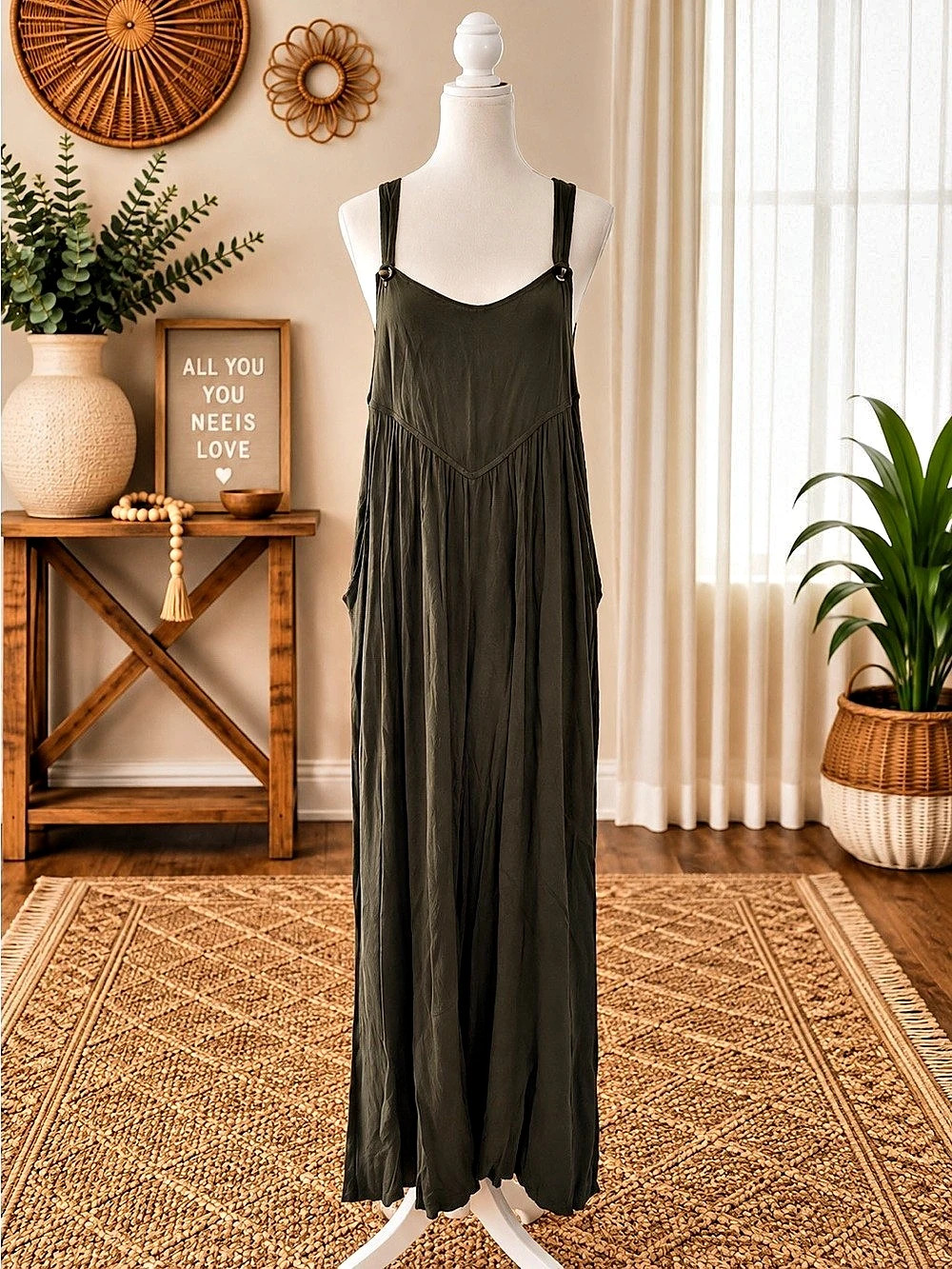 Olive Wide-Leg Jumpsuit